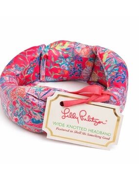 Lilly Pulitzer Wide Knotted pink Headband “Shell me Something” print  NWT